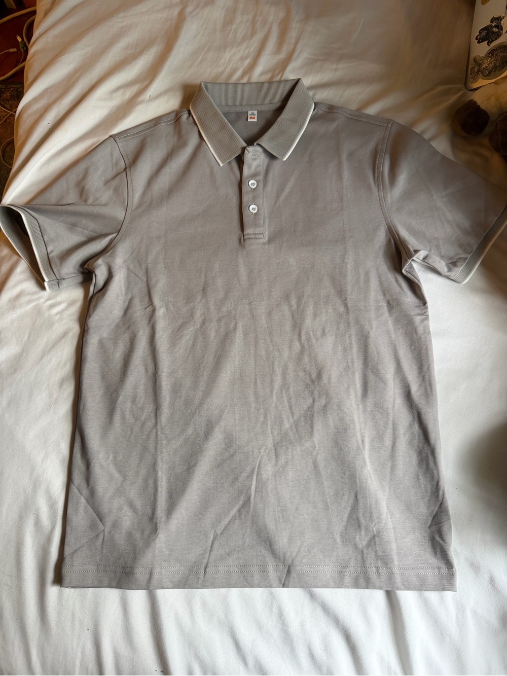 Nwot men’s grey knit cotton blend polo minimalist preppy casual activewear shirt